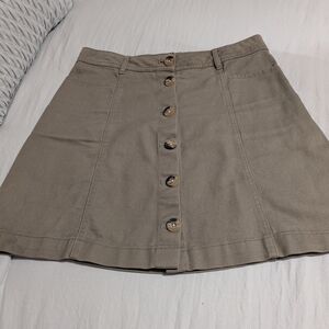 H & M Divided Denim Olive Green Button-Up Skirt